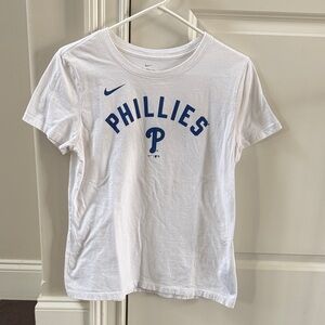 Womens Nike Philadelphia Phillies Tee Shirt White and Blue